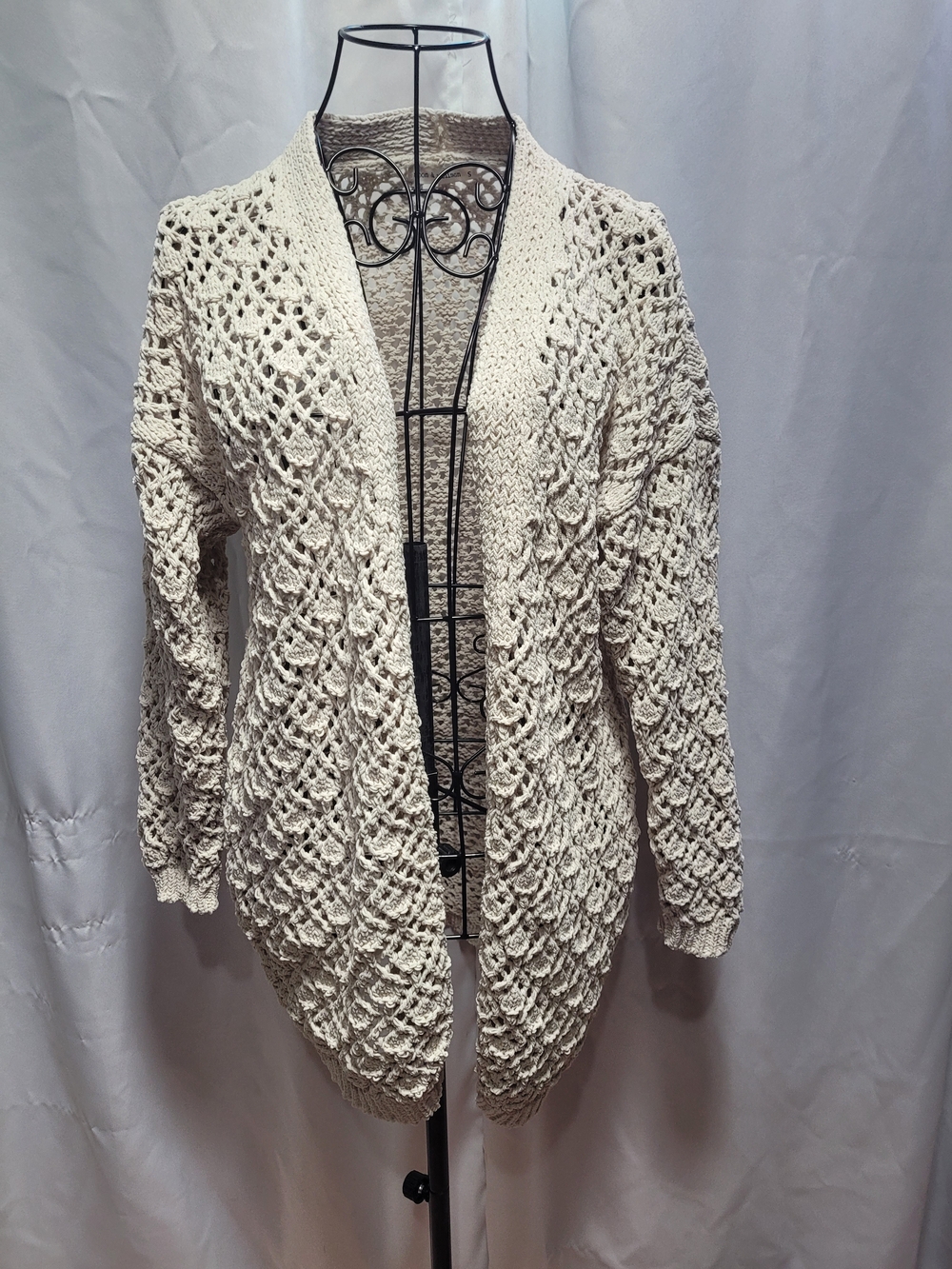 moon & madison Openwork Crochet Cardigan - Cream